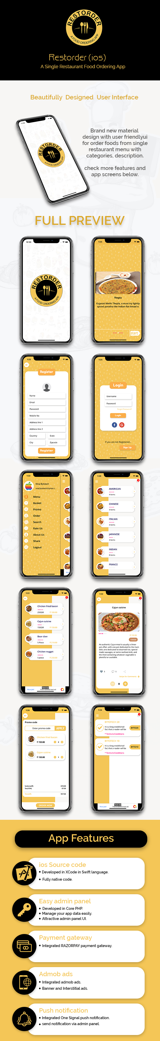 Restorder (iOS) - A single restaurant food ordering app. - 1